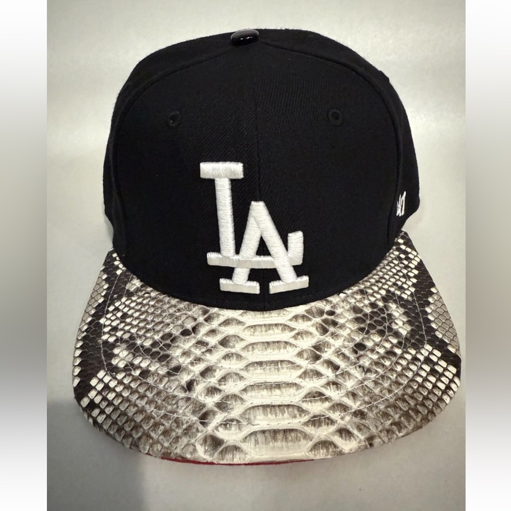 MLB Custom 47 Brand x LA Dodgers Black 100% Natural Snakeskin Strap-back Cap